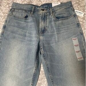 Old Navy Mens Straight Leg Jeans Light Wash Built-In Flex Tough 32x34 (A15)